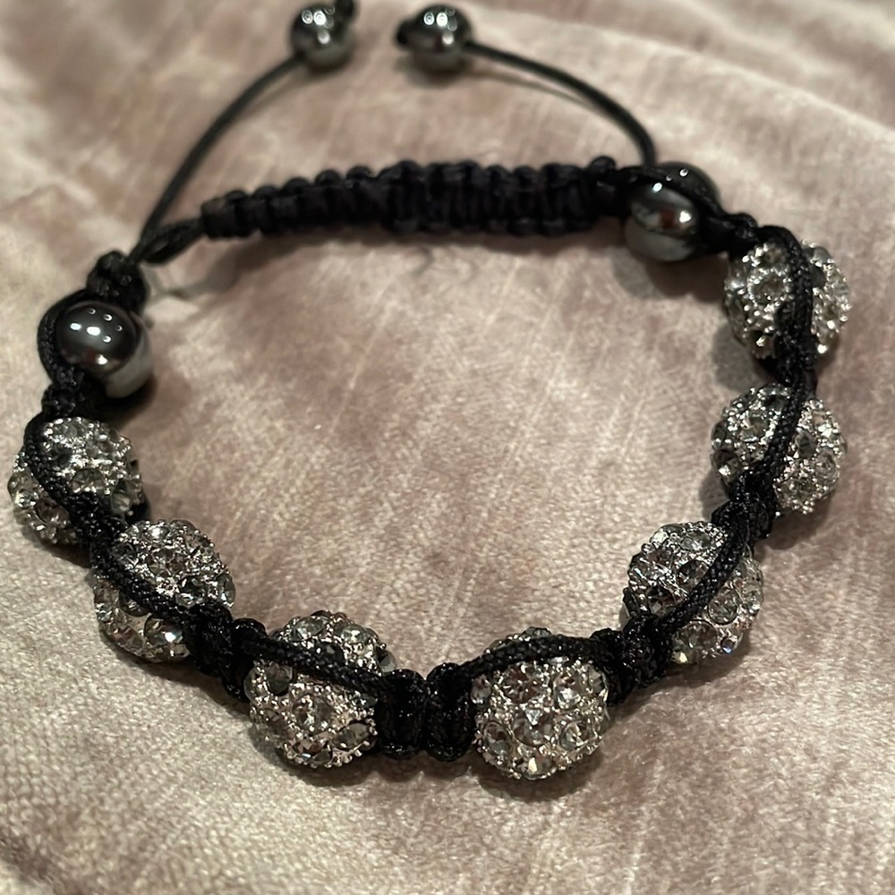 Rhinestone Bolo Bracelet Corded Closure Size 7-10
